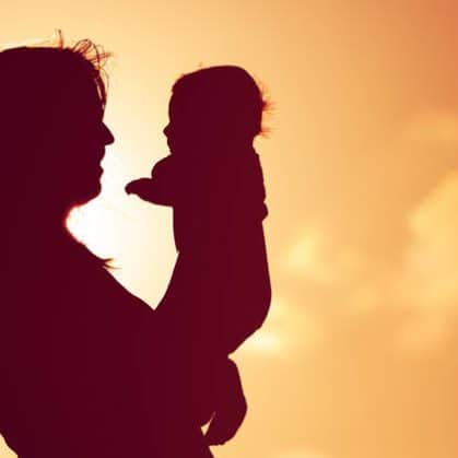 Parent and child silhouette