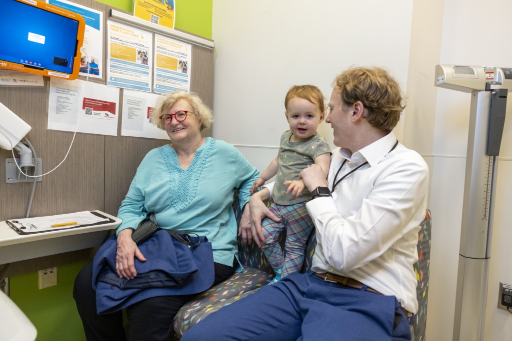 family in a pediatrician office