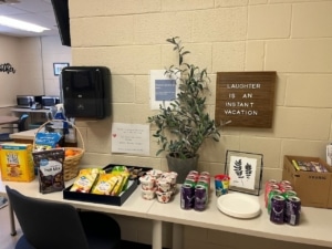 A table with items to support educator wellness