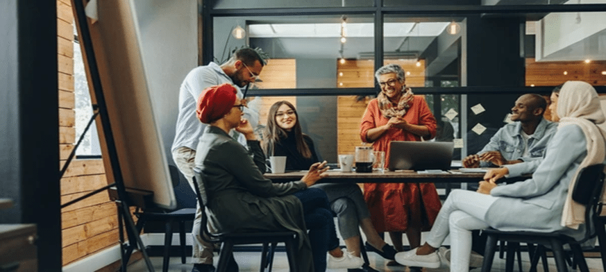 A group of BIPOC professionals chatting