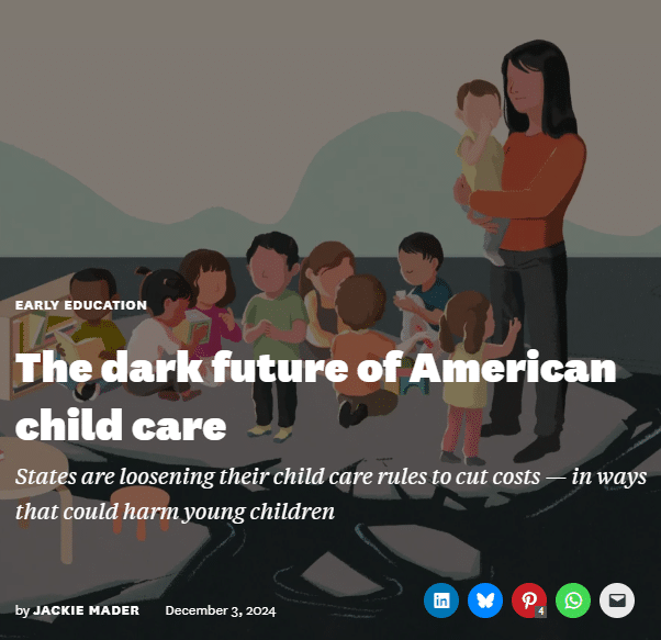 screenshot from the Hechinger Report article on the future of child care